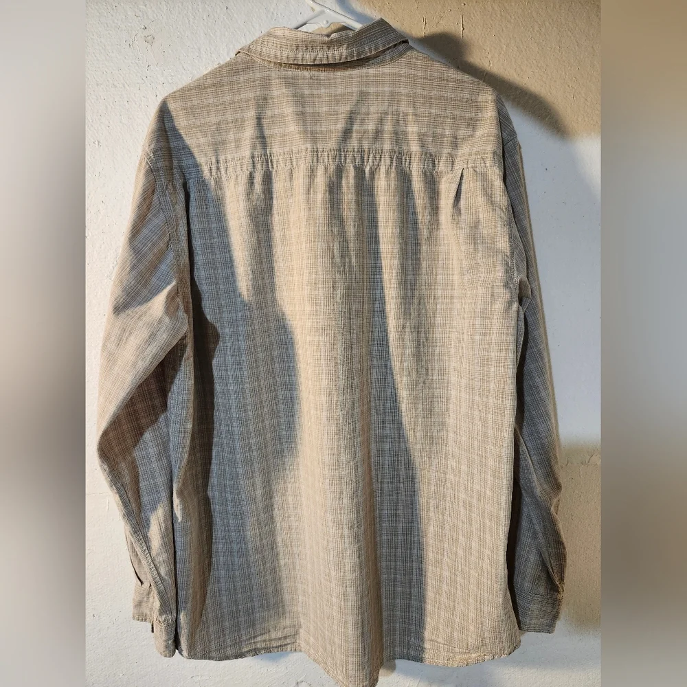 North Face Men's Light Brown and‎ Off White Plaid Button-Up Shirt Size XL